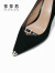 莎莎苏[offer同款]女士法则2024春季新款金属尖头婚鞋法式一脚蹬高跟单 黑色 39