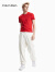 Calvin Klein Jeans夏季男装圆领顺色环形LOGO印花透气打底短袖T恤J314477 XAT-红色 XL