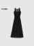 Maje2024春夏新款女装时尚优雅黑色镂空针织连衣裙长裙MFPRO02952 黑色 T42