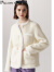 帕罗（PALUOPO）秋冬女士颗粒绒100%绵羊毛短外套新品加厚保暖圆领甜美外衣 23055 白色 L
