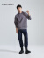 Calvin Klein【简约系列】Jeans春秋男女情侣中性印花连帽卫衣40960ST FDY-钛紫灰 XL