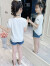 東臣儿童短袖女童夏季T恤衫棉质中大童女孩弹力透气半袖汗衫韩版夏装 白色 110（参考身高100-110左右）