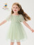 Classic Teddy精典泰迪女童短袖连衣裙儿童公主裙宝宝薄款网纱仙女裙 绿色 120 