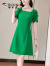 啄木鸟高端气质方领绿色连衣裙春夏季高级感设计小个子修身显瘦2024新款 绿色 8062 3XL 140-160