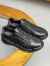 德赛（Desai）真皮防滑耐磨厚底增高运动休闲男鞋潮流百搭时尚板鞋 黑色 40 