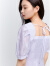 太平鸟夏季新款法式短款连衣裙方领优雅气质显瘦中长裙 紫色 L