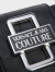 范思哲Versace Jeans Couture女士LOGO TWIST鳄鱼纹效果单肩包黑色 礼物