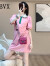 BVX连衣裙女夏季2023新款时尚设计感卡通气质减龄小个子休闲T恤裙子 粉色 L