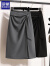 罗蒙（ROMON）半身裙女夏季高级感中长款设计感高腰a字垂感西装开叉包臀一步裙 黑色 XL 建议116-125斤