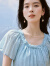 茵曼（INMAN）100%苎麻炒色度假连衣裙2024夏季女装新款小飞袖复古高级长裙子 古蓝色内里加长版 S