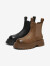 百思图冬季商场新款加绒烟筒靴切尔西靴及踝女短靴ID155DD3 棕色绒里 39