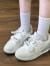 新款冬季加绒棉鞋气垫小白鞋女ins潮学院风运动休闲板鞋2023新 白色加绒 36