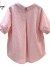 啄木鸟2024夏季新款女生衬衫短袖泡泡袖雪纺上衣减龄小个子衬衫短款上衣 粉色 M（建议100斤以内）