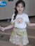 迪士尼（Disney）女童古风马面裙套装夏季2024新潮流中大儿童国潮新中式两件套 绿色无项链 150cm