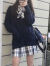 妃趣猫冬天jk制服御姐学院风套装小个子日系jk制服学院风针织衫衬衫短裙 藏蓝色 XS