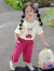 默茉的茉女小童运动套装2024新款夏女童套装3-4岁洋气儿童衣服女宝宝女孩 玫红色小辫子两件套 120码建议110-120厘米37-45斤