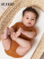 Milkbarn夏季新生儿衣服 0-12月婴儿包屁衣男女宝宝提花开扣哈衣爬服睡衣 金棕-有机棉 59cm