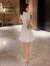 SHIROMA 香港潮牌法国小众很仙的小个子蕾丝连衣裙新款夏甜美裙子仙女超仙森系 白色 S