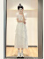 妍莉芬（yanlifen）白色连衣裙女夏季2024年新款小个子法式泡泡袖收腰显瘦蛋糕裙子 白色 M 106-118斤