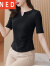 ANED黑色女士短袖T恤女夏季2023新款时尚洋气妈夏装设计感修身上衣 车厘子红 M [96-105斤]