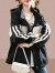 皮尔卡丹2024春秋新款女士短外套今年流行户外休闲洋气宽松夹克连帽短外套 黑色 XL(115-125斤拍)
