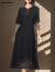 MaxsMance法国国际轻奢短袖连衣裙2024年时尚夏季中长裙宽松设计感显瘦气质 黑色 S