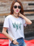 PHJ 短袖t恤女宽松夏季新款韩版显瘦体恤打底衫女士印花圆领上衣 白色 S（90-105斤）