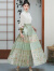 纳琳雅Nalinya2024新款新中式国风立领刺绣喇叭袖衬衫一片式织金马面裙 白色上衣+绿色马面裙 M