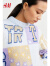 H&M女装毛衣春季女新款慵懒休闲提花针织圆领宽松套衫1044815 浅蓝色/紫色 155/80
