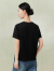 菲妮迪品牌T恤2024夏季新款简约洋气印花黑色圆领百搭小衫上衣女 黑色 S