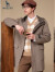 哈吉斯（HAZZYS）男装秋冬季保暖素色轻外套连帽毛呢大衣ABSZH01DH12Y 米色BI 185/104A 52