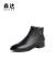 森达（SENDA）气质时装靴女冬季新商场同款羊皮革日常通勤粗跟短靴4T645DD3 黑色单里 37