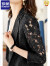 罗蒙（ROMON）蕾丝西装外套女韩版2024夏季新款气质防晒镂空蓝色薄款女士小西服 黑色 3XL (135-145斤)