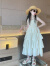 维伦凯子瑞巴巴儿童裙子2023新款夏季女童裙夏装女孩洋气海边度假吊带连 白色 130