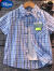 迪士尼（Disney）男童格子衬衫2024夏季新款短袖衬衣中大童纯棉洋气儿童半袖上衣 浅蓝色 120cm
