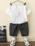奥特曼品牌男童夏装洋气套装2024新款儿童短袖薄款夏天衣服网红宝宝童装 白色 90可开裆