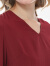 VOA真丝双绉V领卷边袖倒褶多色可选修身大摆型桑蚕丝连衣裙 A55 酒红（H93） 170/XL