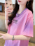 ZHIO短袖女式t恤2024年夏季新款韩版宽松百搭设计感小众半袖女装上衣 粉色 M (适合80-105斤)