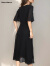 MaxsMance法国国际轻奢短袖连衣裙2024年时尚夏季中长裙宽松设计感显瘦气质 黑色 S
