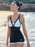 范德安（BALNEAIRE）时尚系列2024新品连体泳衣女士平角塑身显瘦快干黑白游泳 61442 摩登黑白 XL