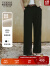 Teenie Weenie小熊女装2024夏新款垂感微宽松直筒西裤休闲通勤长裤 黑色 175/XL