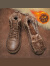 堡利策（POLNZET）雪地靴男鞋高帮春季加绒保暖加厚东北棉鞋皮毛一体防水防滑棉靴子 98K-1加绒棕色 39
