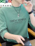 卡帝乐鳄鱼（CARTELO）春夏季七分袖T恤男士新款潮流半截袖体恤潮牌宽松短.袖青年7分袖 绿色 2XL