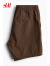 H&M男装休闲裤2024夏季新款棉质标准版型舒适腰带抽绳短裤1037593 棕色 170/80