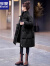 罗蒙2023新款冬季针织翻领羽绒服女中长款时尚加厚高级感休闲外套保暖 黑色 L 推荐 120-130斤