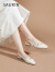索兰包头凉鞋女2024春季新款韩版方头粗跟玛丽珍单鞋女24AH23419 米色 38
