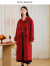 迪赛尼斯（DESIGNICE）中国风冬本命年龙年小众牛角扣全羊毛大衣红色长款毛呢外套女士 红色 S