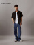 Calvin Klein Jeans24春夏新款男士纯棉休闲ck工装风口袋宽松短袖衬衫ZM02826 BEH-太空黑 S