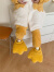 细细条（XIXITIAO）趣味创意鸭掌亲子棉拖鞋冬季保暖防滑可爱全包跟毛毛鞋女 黄色全包款趣味鸭爪 24-25内长约17cm