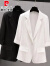 皮尔卡丹（pierre cardin）短款夏季季新款小西装外套女修身显瘦薄款防晒七分袖西服上衣 白色 2XL  123-132斤